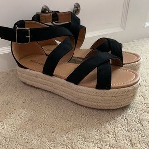 Bonnibel Black Platform Wedges